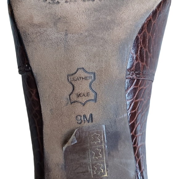 Tory Burch Size 9 Brown Georgina Crocodile Loafer Bootie - Picture 10 of 12